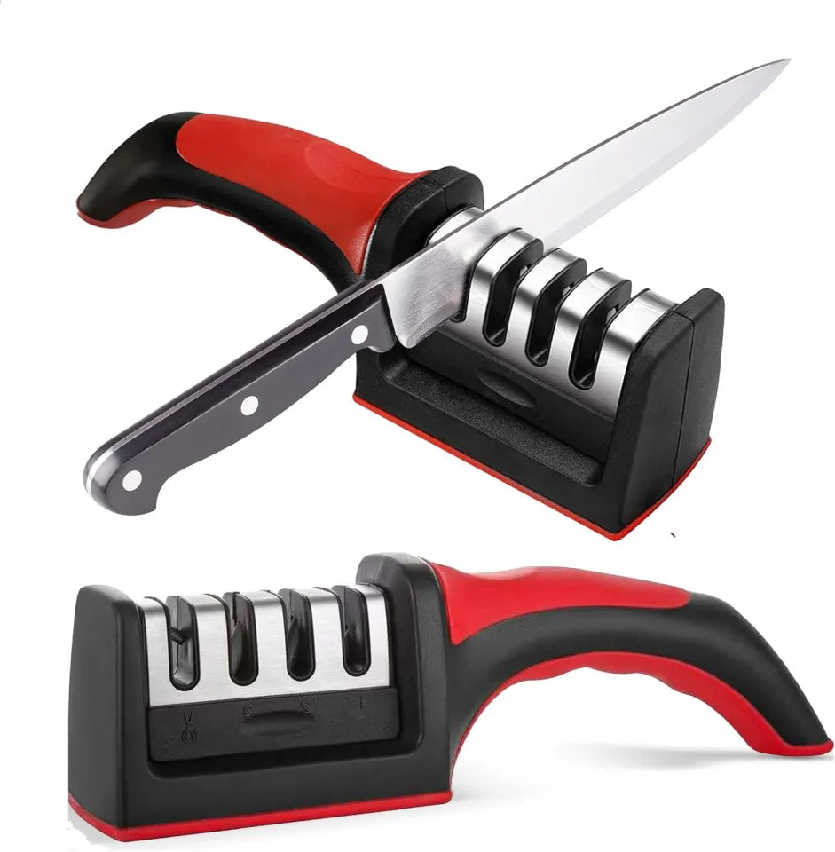 3-Stage Professional Kitchen Knife Sharpener with Non-Slip Base