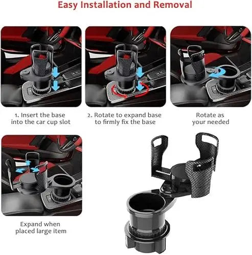 Step-by-step guide on how to install and use a car cup holder expansion base.
