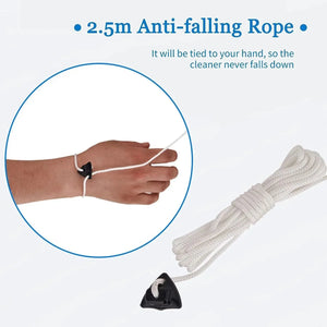 Anti-falling rope with a hand holding it and a close-up of the rope on a white background.